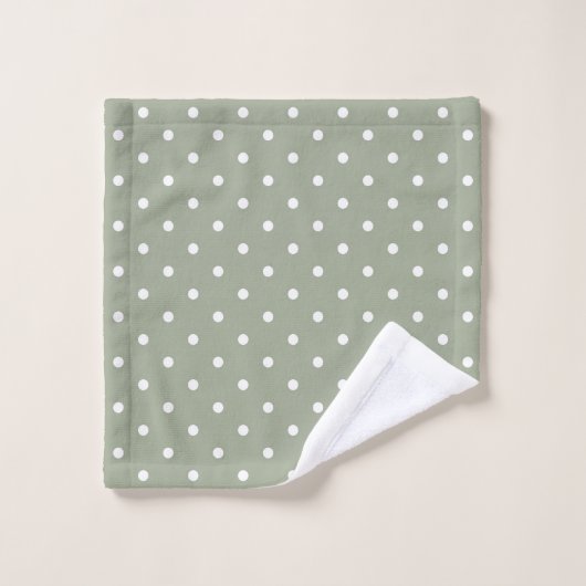 Boho Simple Modern Neutral Polka Dot Sage Green (Gant de toilette)