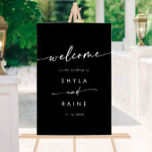 Boho Simple Moderne Blanc Noir Mariage Accueil