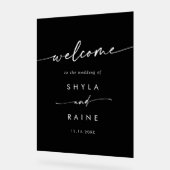 Boho Simple Moderne Blanc Noir Mariage Accueil (Angle)