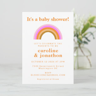 Boho Simple Pink Oranje Rainbow Couple Baby shower Kaart