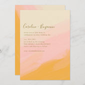 Boho Simple Waterverf Pink Yellow Script Weddensch Kaart (Voorkant / Achterkant)