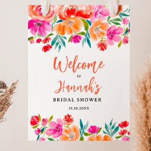 Boho sinaasappel bloemen wilde bloemen bruids welk poster