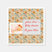 boho sinaasappel bloesems baby shower papier serve servet (Voorkant)