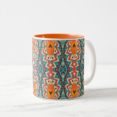 Boho Sinaasappel en turquoise Tribal Geïnspireerd Tweekleurige Koffiemok (Voorkant rechts)