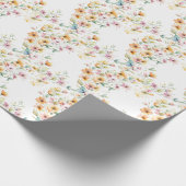  Boho Sinaasappel Roze Waterverf Wildbloemen Cadeaupapier (Hoek)