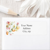  Boho Sinaasappel Roze Waterverf Wildbloemen Etiket (Insitu)