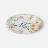 Boho Sinaasappel Roze Waterverf Wildbloemen Papieren Bordje (Gekanteld)