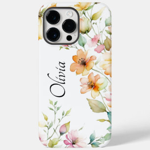  Boho Sinaasappel Roze Waterverf Wildflower Ca Case-Mate iPhone 14 Pro Max Hoesje