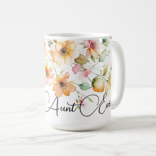 Boho Sinaasappel Roze Waterverf Wildflower tante Koffiemok
