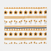 Boho Sinaasappel Tropische Bloemen Botanische Zome Fleece Deken (Voorkant (Horizontaal))
