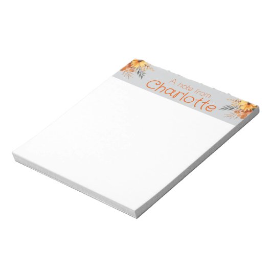 Boho sinaasappel zonnebloem waterverf grijs notitieblok (Gedraaid)