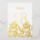 Boho Sketched Butterflies Gold Table Numbers Folie Uitnodiging (Voorkant)