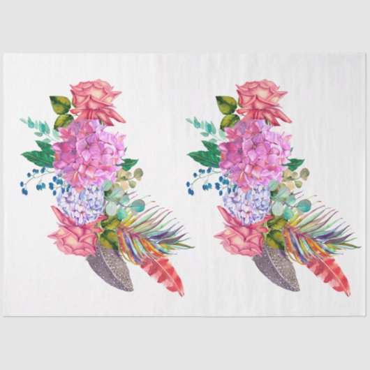 Boho Skull en Flowers Series Design 6 Tissuepapier (Voorkant)