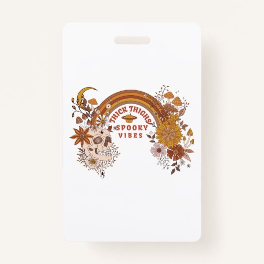 Boho Skull Halloween Autumn Witchy Thick Thighs Sp Badge (Voorkant)