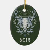 Boho Skull Keepslag Jaar Keramisch Ornament (Voorkant)