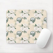 Boho Skull met witte rozen Muismat (Met muis)
