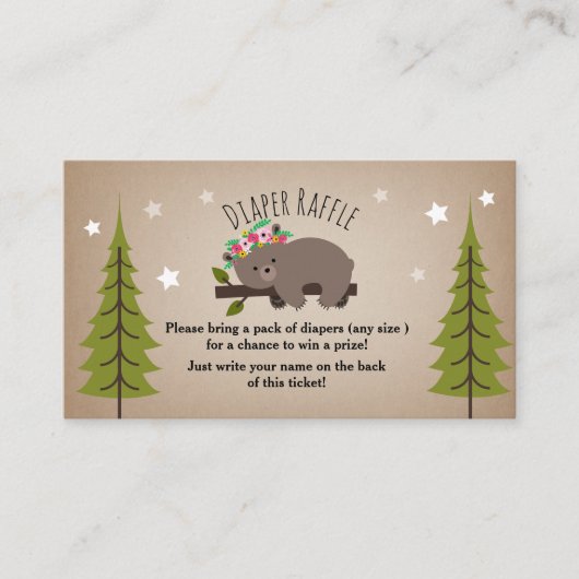 Boho Sleepy Beer Stars Luierloof Informatiekaartje (Voorkant)