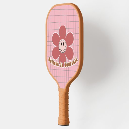 Boho Smiley Goede Vibes Caramel Roze Aangepaste Na Pickleball Paddle (Links)