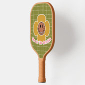 Boho Smiley Goede Vibes Olive Roze Aangepaste Naam Pickleball Paddle (Links)