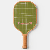Boho Smiley Goede Vibes Olive Roze Aangepaste Naam Pickleball Paddle (Achterkant)