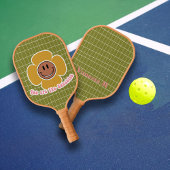 Boho Smiley Goede Vibes Olive Roze Aangepaste Naam Pickleball Paddle