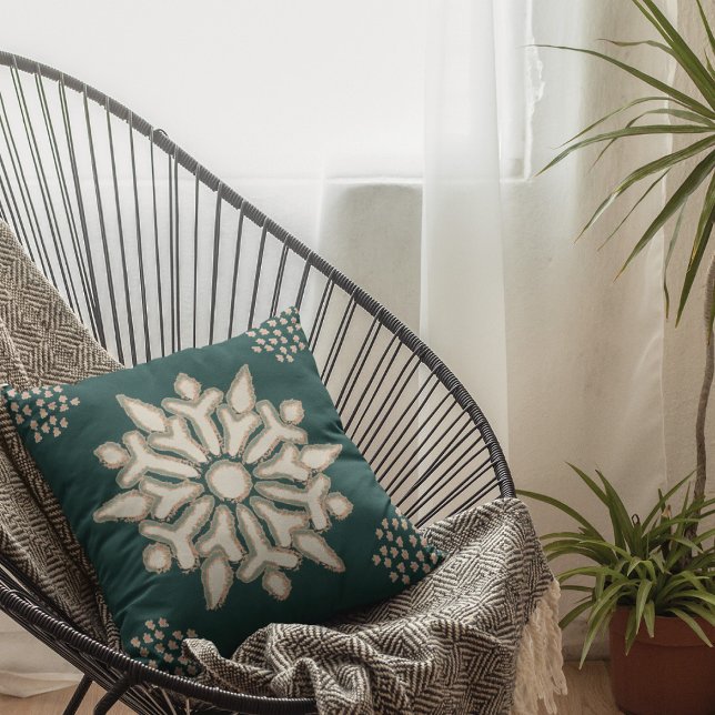 Boho Snowflake Green Sierkussen (Creator heeft geüpload)