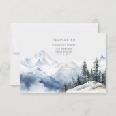 Boho Snowy Mountain & Pine Trees Wedding RSVP Card (Dos)