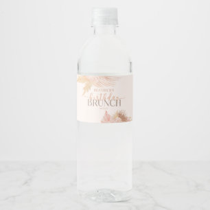 Boho Soft Pink Floral Flower Birthday Brunch Party Waterfles Etiket
