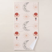 Boho soleil lune ligne décorative art formes abstr (Serviette de bain)