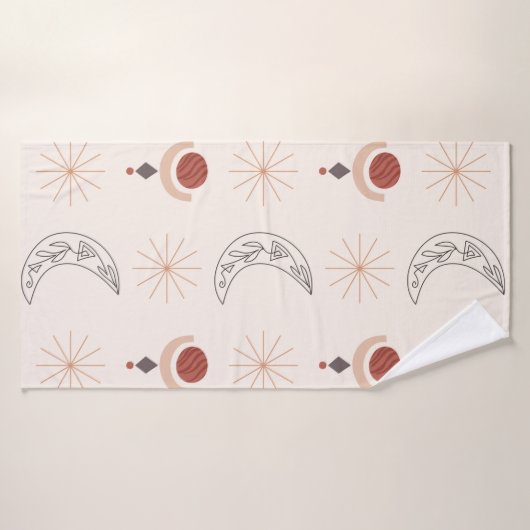 Boho soleil lune ligne décorative art formes abstr (Serviette de bain)