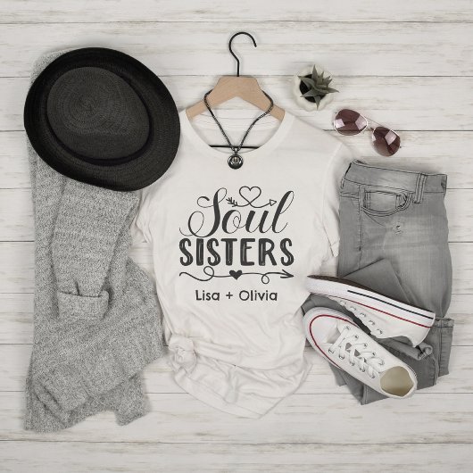 Boho Soul Sisters Aangepaste Naam Beste Vriend T-shirt