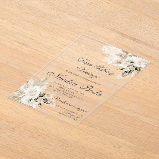 Boho Spaanse bruiloft acryl uitnodiging Acryl Uitnodigingen (Laagn)