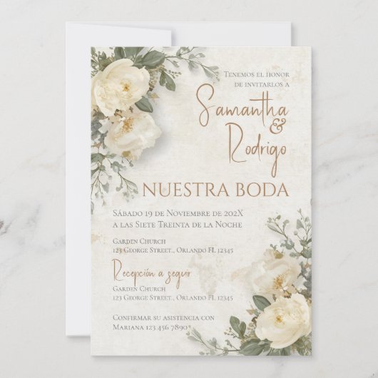 Boho Spanish Wedding Invitation (Devant)