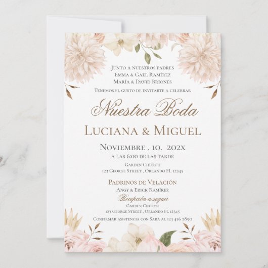 Boho Spanish Wedding Invitation (Devant)