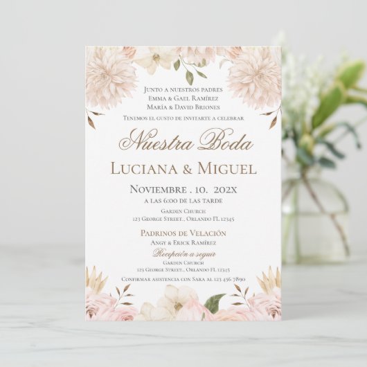 Boho Spanish Wedding Invitation (Debout devant)