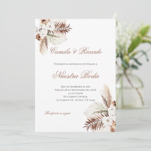 Boho Spanish Wedding Invitation (Debout devant)