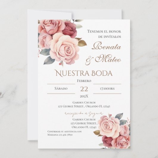 Boho Spanish Wedding Invitation (Devant)