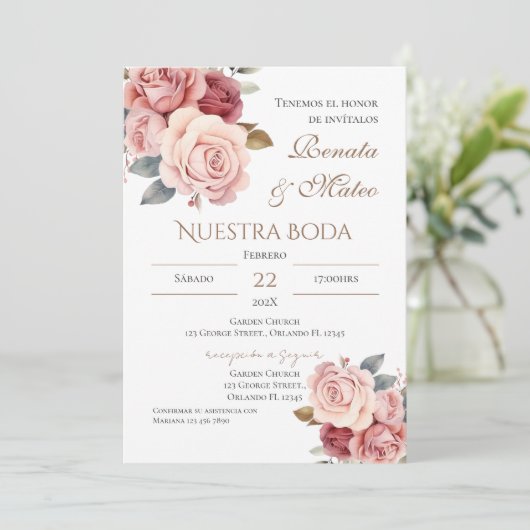 Boho Spanish Wedding Invitation (Debout devant)