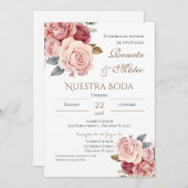 Boho Spanish Wedding Invitation (Devant / Derrière)