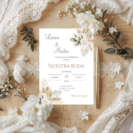 Boho Spanish Wedding Invitation