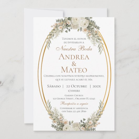 Boho Spanish Wedding Invitation (Devant)