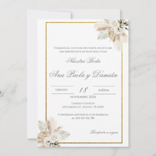 Boho Spanish Wedding Invitation (Devant)
