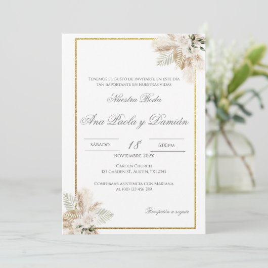 Boho Spanish Wedding Invitation (Debout devant)