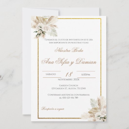Boho Spanish Wedding Invitation (Devant)