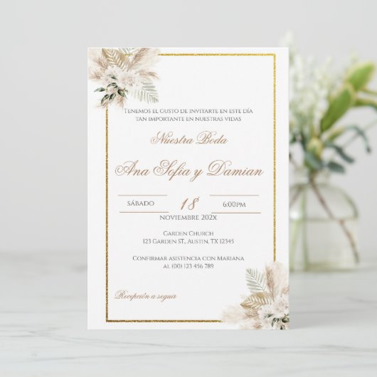Boho Spanish Wedding Invitation (Debout devant)