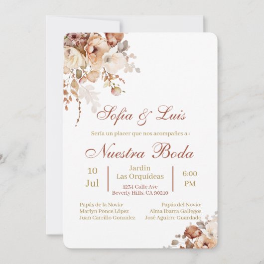 Boho Spanish Wedding Invitation Kaart (Voorkant)