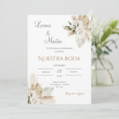 Boho Spanish Wedding Invitation Kaart (Staand voorkant)