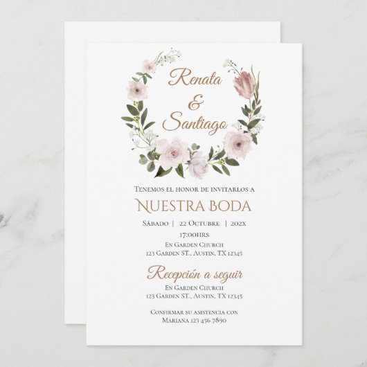 Boho Spanish Wedding Invitation Kaart (Voorkant / Achterkant)