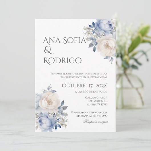 Boho Spanish Wedding Invitation Kaart (Staand voorkant)