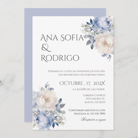 Boho Spanish Wedding Invitation Kaart (Voorkant / Achterkant)